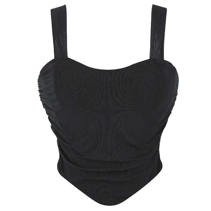 Mesh Bustier Strapless Shapewear With Lace-Up Ruched Hem - Xl