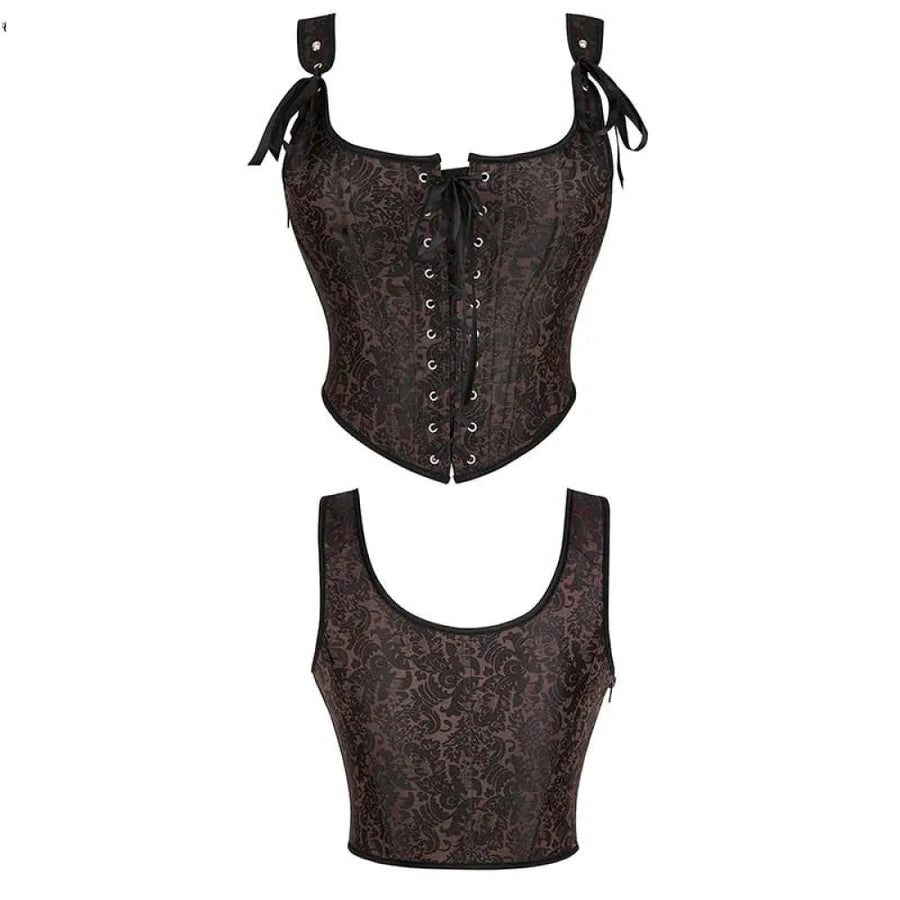 Steampunk Retro Bustier Strap Vest Tank Top Coffee Corset Plus Size Xs-6Xl - Xl
