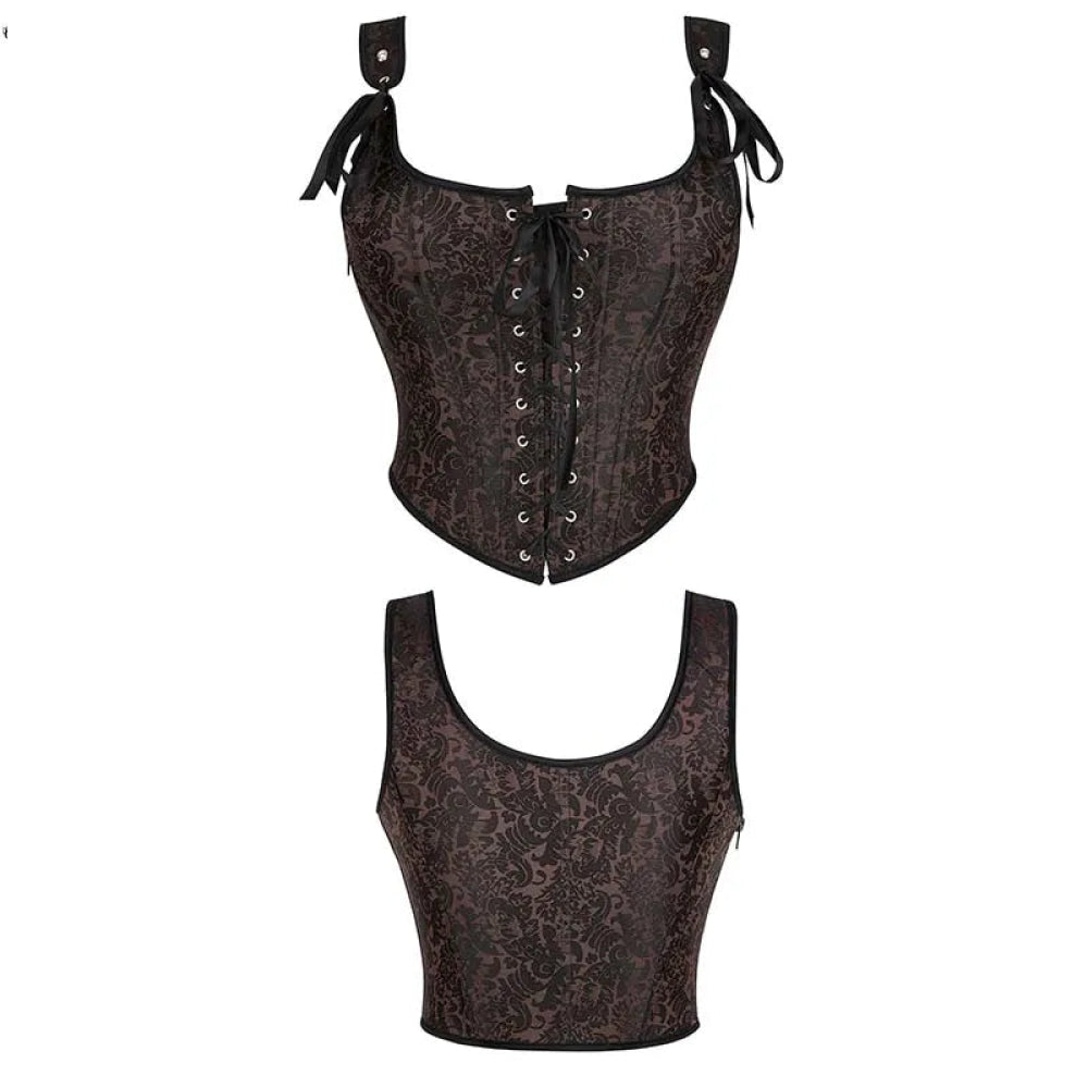 Steampunk Retro Bustier Strap Vest Tank Top Coffee Corset Plus Size Xs-6Xl - S
