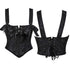 Floral Lace-Up Gothic Crop Top Sleeveless Boned Corset With Strap - L