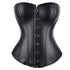 Black Leather Plus Size Corset Slimming S-6Xl Bustier With Lace-Up Boning And Pleated Design - Black - M