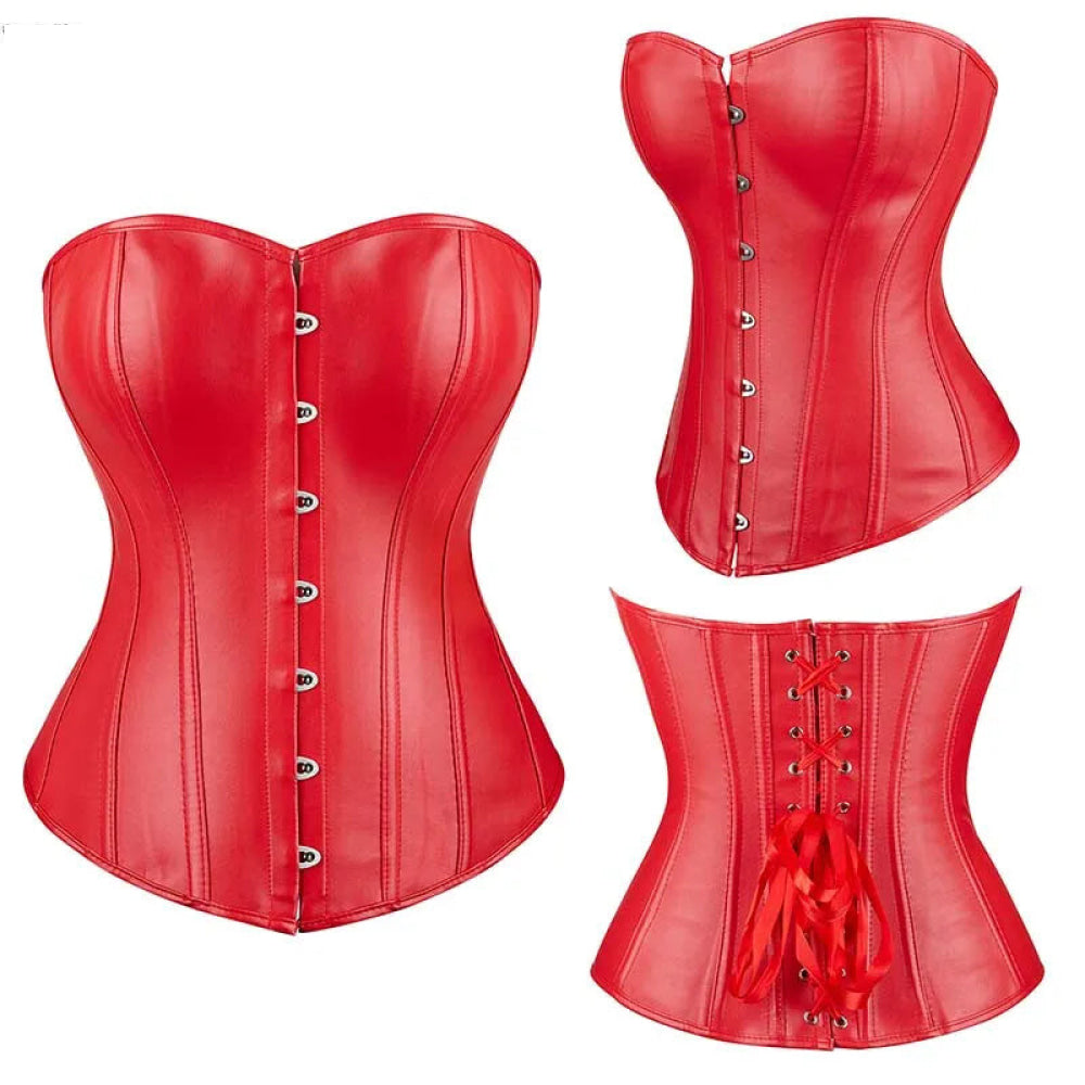 Steampunk Plus Size Slimming Body Shapewear Corset Red / Black - Red - 5Xl