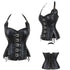 Steampunk Corselet With Zip & Buckle Women Gothic Fishbone Corset - Black - M