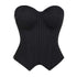 Push Up Pin Stripe Bustier Lace Up Boned Corset Top For Women - Black - Xl