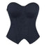 Push Up Pin Stripe Bustier Lace Up Boned Corset Top For Women - Navy Blue - Xl