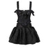 Floral Jacquard Lace-Up Boned Corset Dress With Fishbone Support And Gothic Crop Top Skirt Set - M