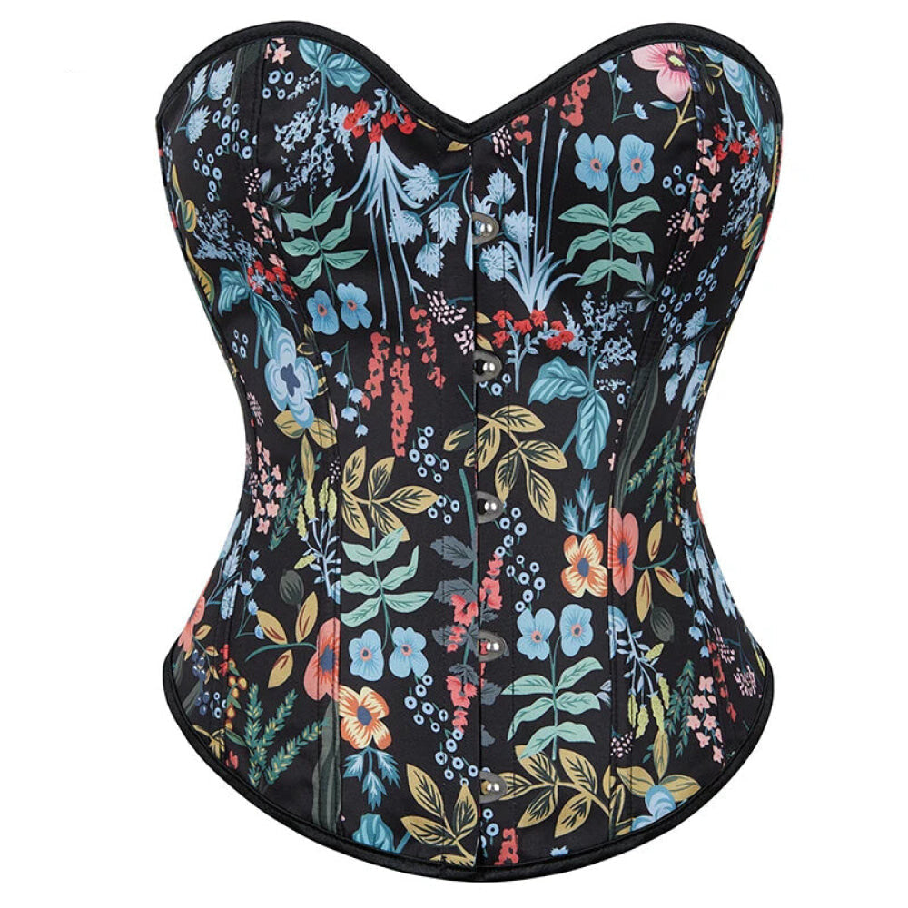 Strapless & Backless Corset Tops For Women Front 5 Busk Closure Lace Up Boned Plus Size S-6Xl - S