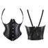 Plus Size Black Leather Corset Waist Trainer Vest With Strap 10 Plastic Bones S-6Xl - Xl