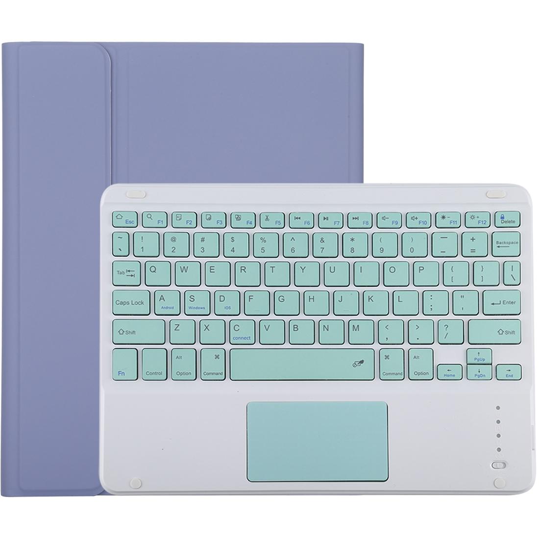 Bluetooth Keyboard & Tablet Case For Ipad 10.2 / Ipad Air 2019 - Detachable Touch Pad Pen Slot Holder - Microfiber Leather - Purple