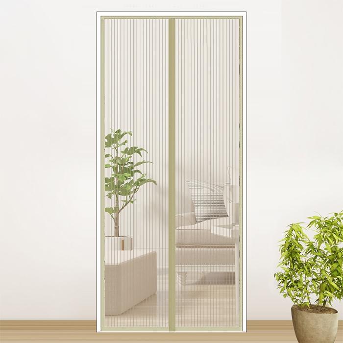 210x100cm Magnetic Mosquito-proof Screen Door Curtain - Magic Mesh - Beige