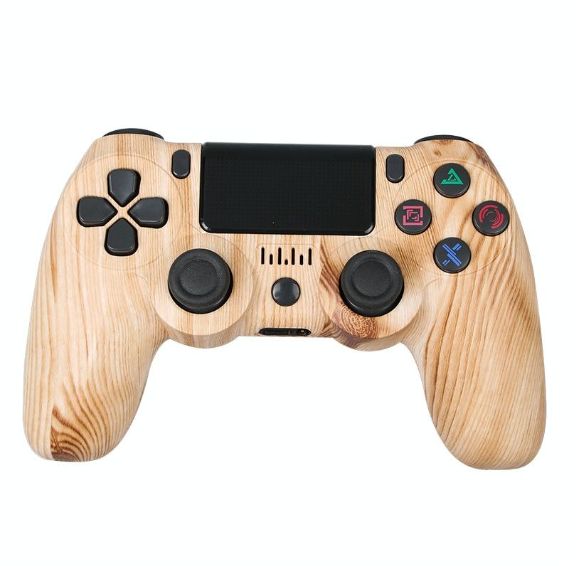Wireless Bluetooth Game Controller for Ps4 with Dual Vibration and Light Strip - Wood Grain