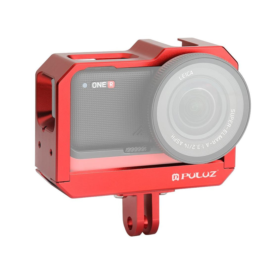 Aluminum Frame Cage for Insta360 one r with Cold Shoe and Tripod Base - Red