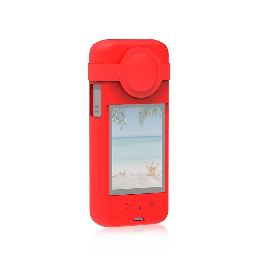 Silicone Protective Case with Lens Cover for Insta360 X3 - Red