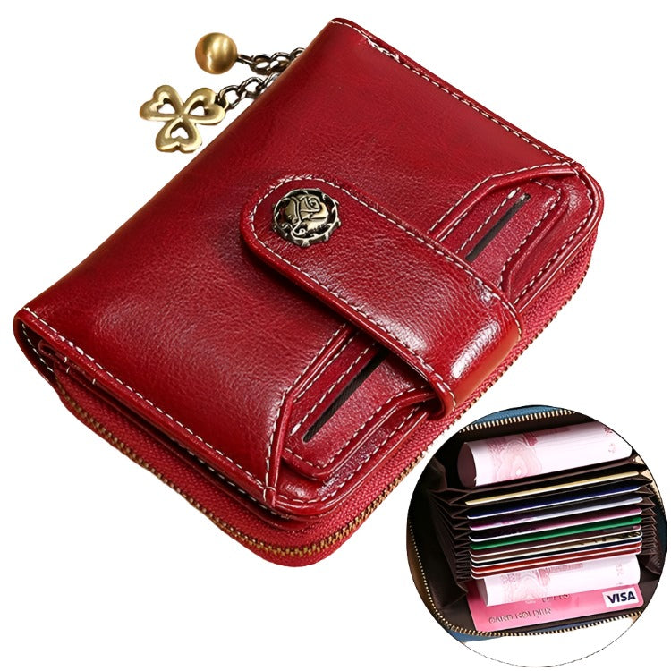 Rfid-blocking Women Wallet with Card Slots - Anti-magnetic - Red