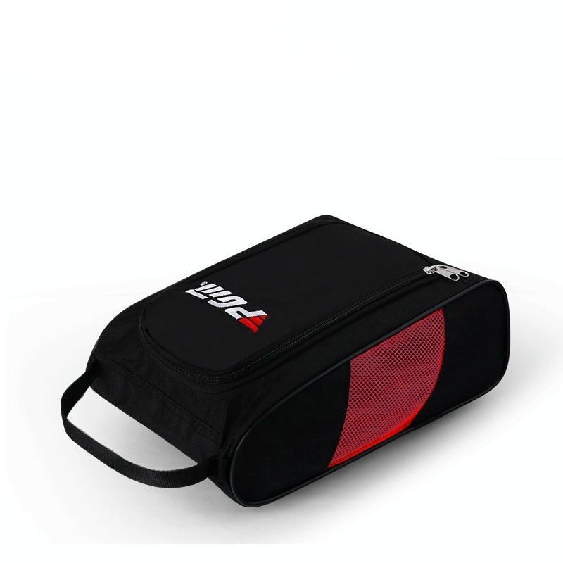 Convenient Breathable Golf Shoe Bag - Durable Nylon - Black Red