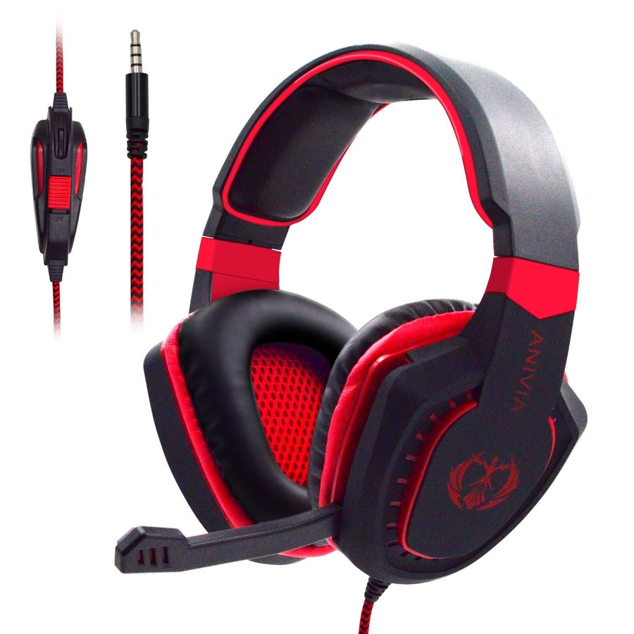 3.5Mm Noise-Canceling Gaming Headset With Retractable Mic 2M Cable - Black Red
