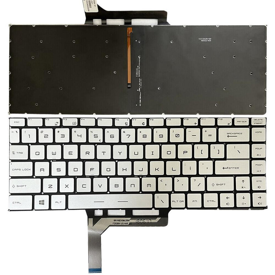Backlit Laptop Keyboard for Msi Gs65 Series - us Version - Silver
