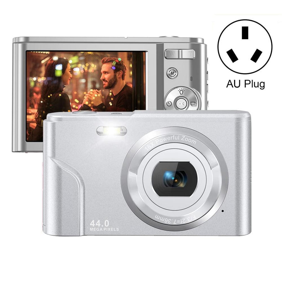 2.7k Full Hd 44mp 16x Zoom 2.88 Digital Camera for Kids - Silver
