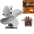 Efficient 4-blade Heat-powered Stove Fan - Aluminum - Silver