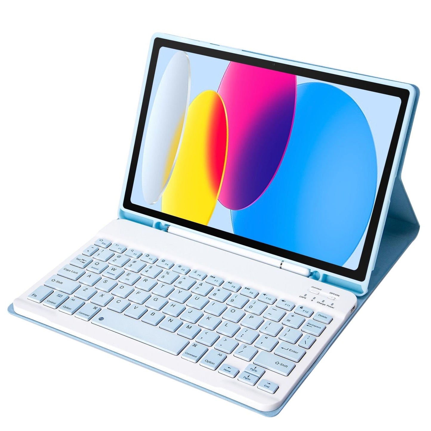Ultra-Thin Bluetooth Keyboard Leather Tablet Case For Ipad 10.9 2022 With Pen Slot - Baby Blue