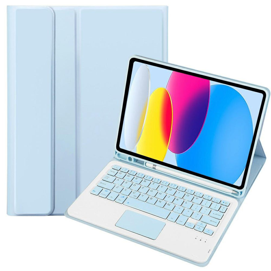 2022 Ipad 10.9 Lambskin Bluetooth Keyboard Case With Pen Slot - Baby Blue