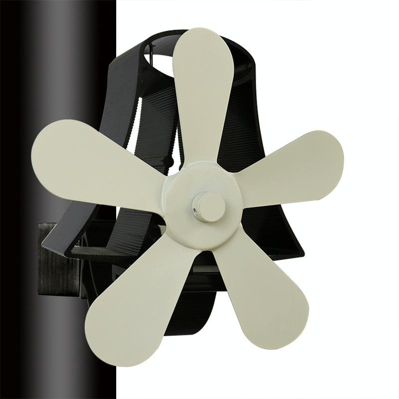 High Temp 5-blade Heat Powered Stove Fan for Fireplaces - White