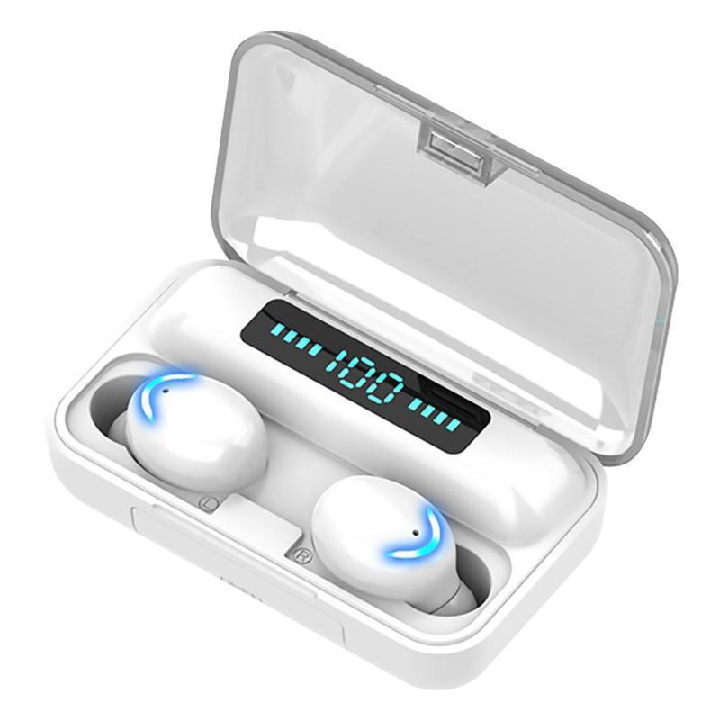 Wireless Noise-cancelling Earbuds with Breathing Light & Digital Display - White