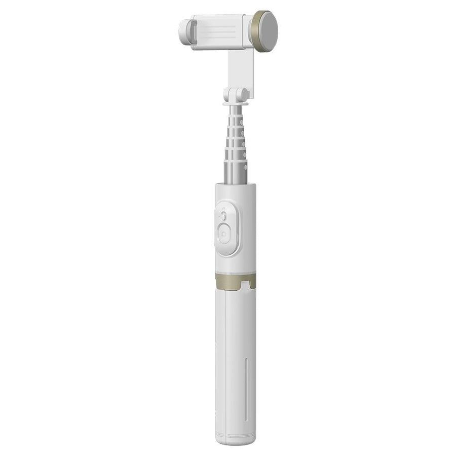 Reinforced Bluetooth Remote Control Selfie Stick with Hidden Design - White