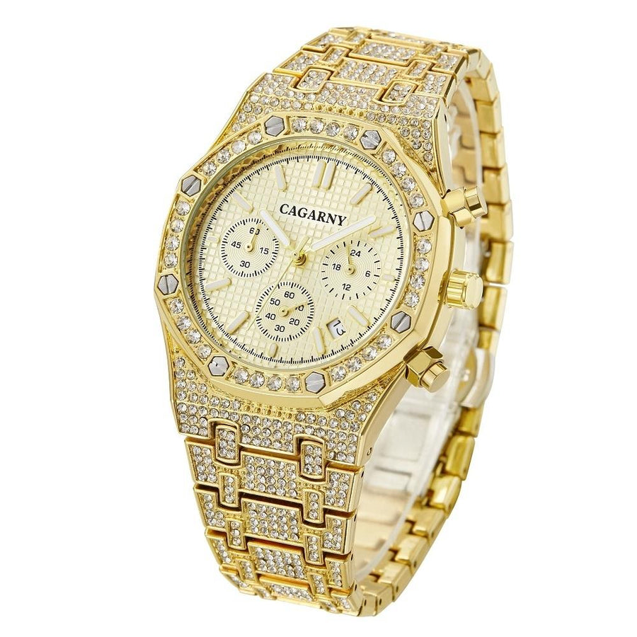 Men Stainless Steel Watch with Diamond-studded Dual Movement - Wa0334Jw