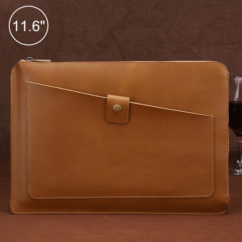 Leather Laptop Tablet Bag with Zipper for Macbook Samsung Sony Dell Alienware Chuwi Asus Hp - Yellow