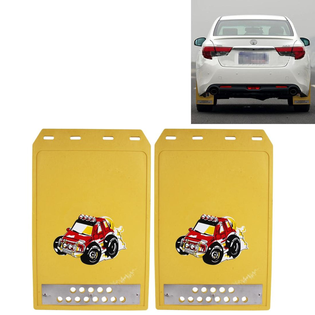 2 Pcs Premium Heavy Duty Molded Splash Mud Flaps Auto Front And Rear Fender Guard Small Size Random Pattern Delivery - Y