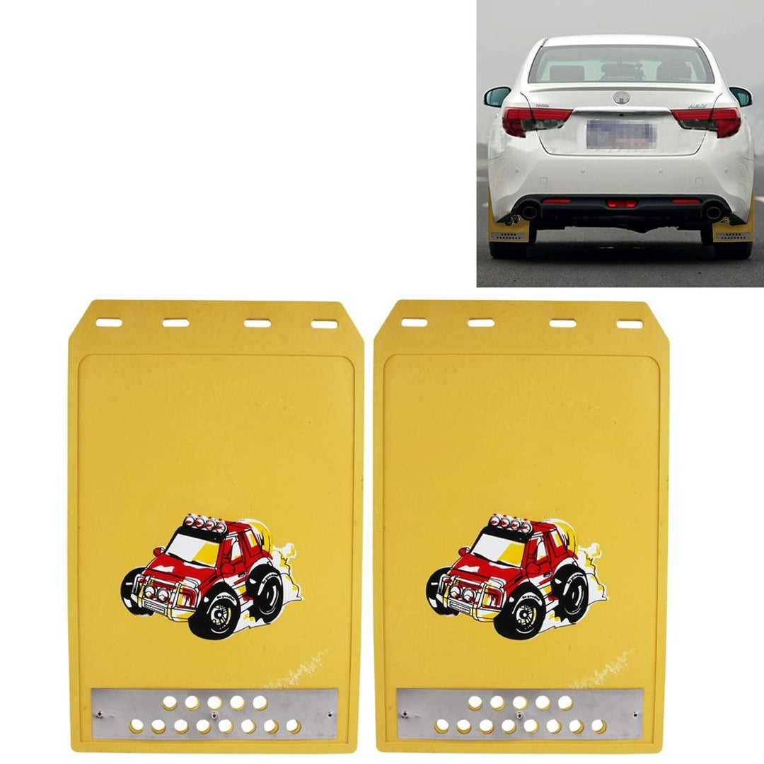 Premium Heavy Duty Molded Splash Front And Rear Mud Flaps Fender Guard Medium Size Random Pattern Delivery - Yellow