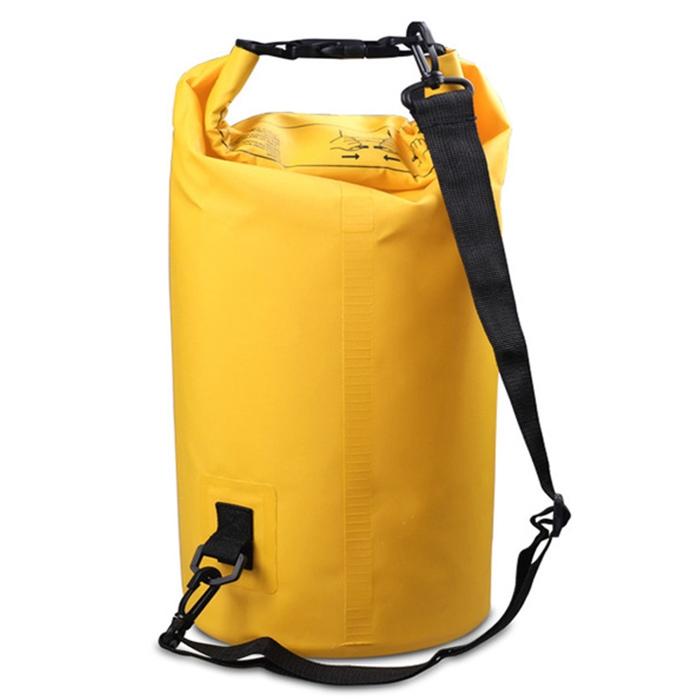 30L Outdoor Waterproof Double Shoulder Bag Dry Sack Pvc Barrel Bag - Yellow