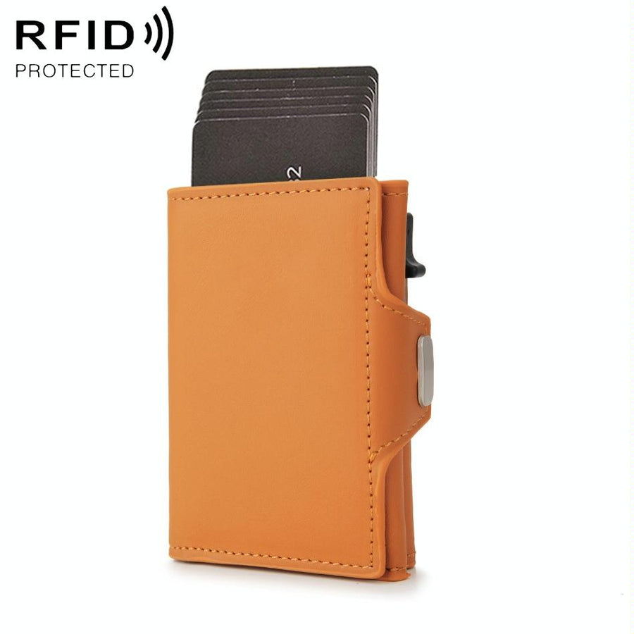 Carbon Fiber Rfid Zipper Card Holder - Sleek and Secure - Brown