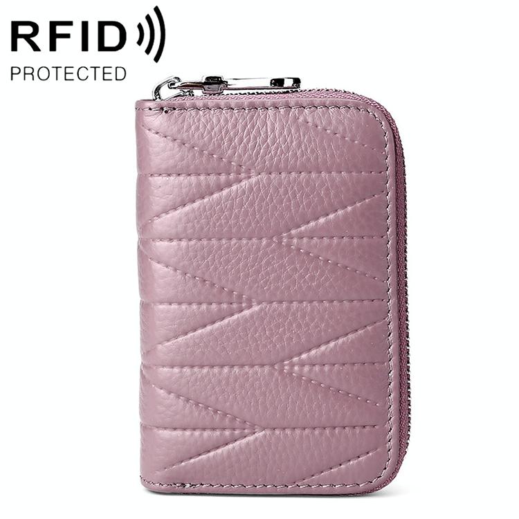 Women Anti Magnetic Leather Rfid Wallet - Light Purple