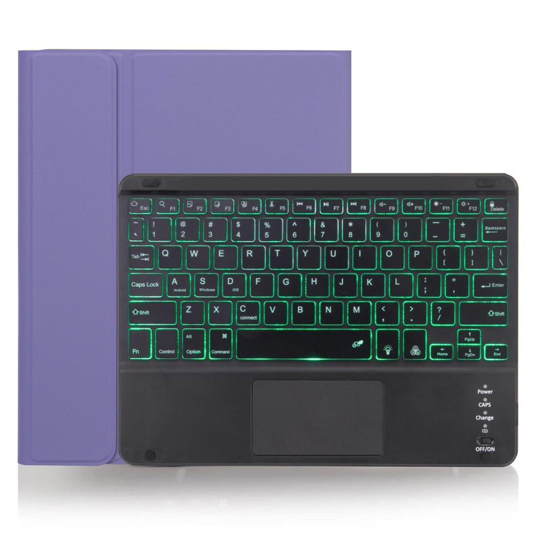 Detachable Bluetooth Keyboard Tablet Case For Ipad Pro 11 With Touchpad Pen Slot & Backlight - Plain Texture - Light Purple