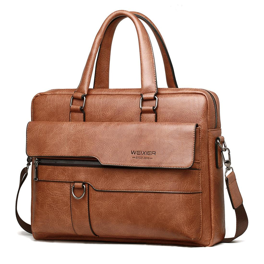 Retro Pu Leather Men Crossbody Bag - Light Brown