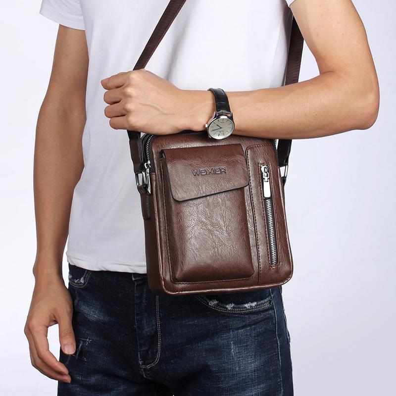 Men Universal Shoulder Messenger Bag Fashionable And Functional L 24Cm X 20Cm X 6Cm - Dark Brown
