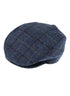 DENTS Abraham Moon Tweed Flat Cap Wool Ivy Hat Driving Cabbie Quilted 1-3038 - Blue - Medium