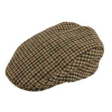 DENTS Abraham Moon Tweed Flat Cap Wool Ivy Hat Driving Cabbie Quilted - Brown
