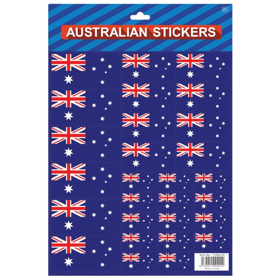 Australian Flag Stickers â€“ A4 Sheet of Festive Stickers for Australia Day Celebrations