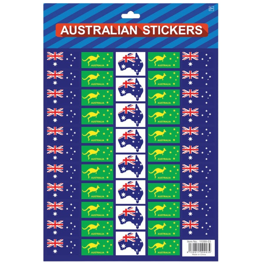 Australian Flag Stickers â€“ A4 Sheet of Festive Stickers for Australia Day Celebrations