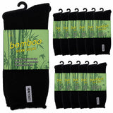 12 Pairs Bamboo Rich Mens Work Socks Thick Cushion Anti Odour - Black - 6-11