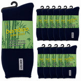 12 Pairs Bamboo Rich Mens Work Socks Thick Cushion Anti Odour - Navy Blue - 6-11