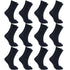 12x Pairs SCHOOL SOCKS Plain Cotton Rich Girls Boys School Uniform in Black - 13-3
