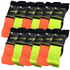 12x Pairs HI VIS SOCKS Workwear Work Safety Tradie High Visibility Fluro - Assorted Colours - 11-14