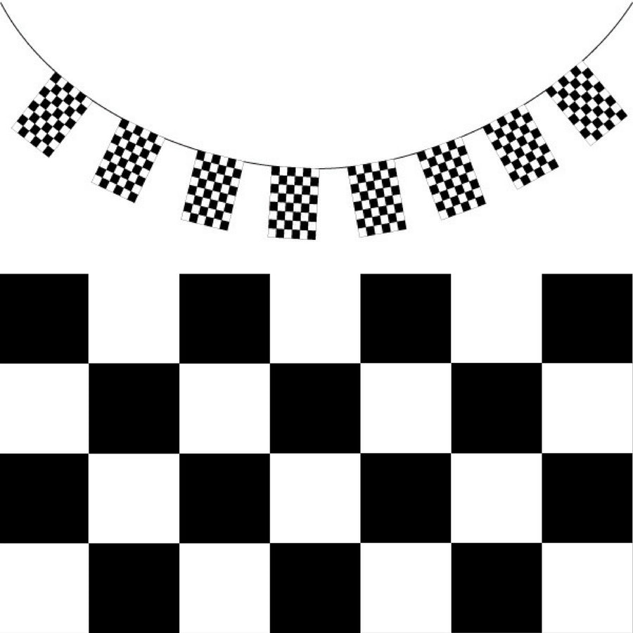 CHECKERED BUNTING FLAG Race Car Chequered Flag Banner Hanging Decoration Rectangular - 3.6 Metres