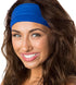 PLAIN HEADBAND Elastic Stretch Sports Yoga Hair Band Unisex 8cm Wide Wrap - Blue