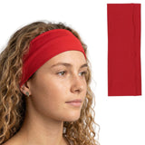 PLAIN HEADBAND Elastic Stretch Sports Yoga Hair Band Unisex 8cm Wide Wrap - Red