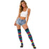 Womens Over Knee Socks Thigh High Stockings Long Stretch - Rainbow/Black Stripe
